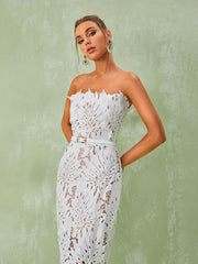 Robe midi en dentelle blanche
