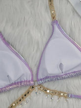 Diamond Rhinestones PU Faux Leather Bikini Two-pieces Bikini Set