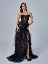 Robe longue en tulle noir