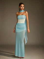Écharpe strass robe longue en résille