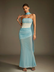 Écharpe strass robe longue en résille