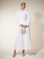 Robe chemise froncée à col