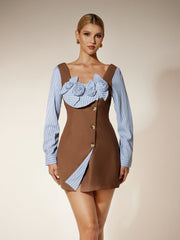 Robe mini à rayures fleuries