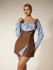 Robe mini à rayures fleuries