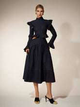 Flare Sleeve Cutout Denim Dress