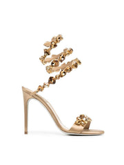 Snake Rhinestone Sandals In Gold