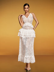 Spaghetti Lace Floral Maxi Dress