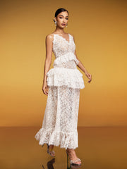 Spaghetti Lace Floral Maxi Dress