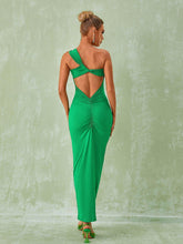 One Shoulder Backless Maxi Dress In Green