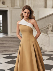 Robe midi dos nu couleur camel
