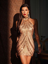 Robe mini dos nu à strass