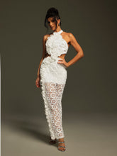 Robe longue bandage dos nu ajourée