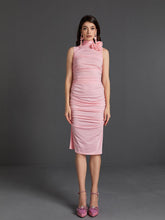 Robe midi froncée à fleurs