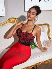 Haut bustier à fleurs spaghetti