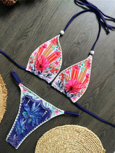Flower Printed Floral Halter Bikini Two-pieces Bikini Set