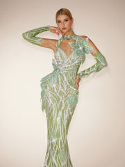 Robe longue Leaf Diamond à manches longues