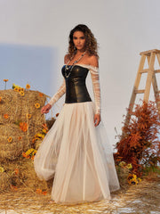 Robe longue en tulle