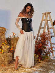 Robe longue en tulle