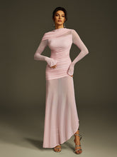 Robe longue maxi en maille à manches longues