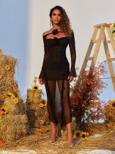 Robe en tulle à volants fleuris