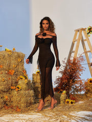 Flower Ruffle Mesh Dress