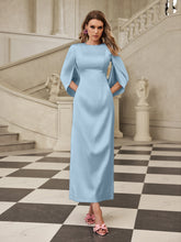 Shoulder Pad Satin Midi Dress In Sky