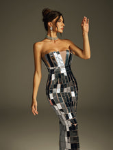Robe longue bustier en acrylique
