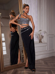 Ensemble jupe bandage strass