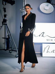 Robe blazer noire à strass