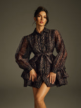 Robe mini imprimée à col rabattu