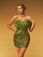 Robe mini bustier à sequins