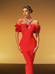 Robe bandage dos nu à cristaux