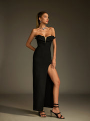Robe longue bustier à bandage replié
