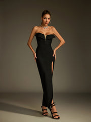 Robe longue bustier à bandage replié
