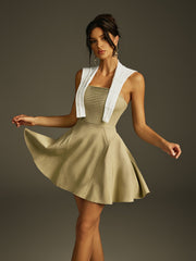 Robe courte à fronces châle