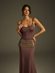 Robe longue spaghetti avec ceinture