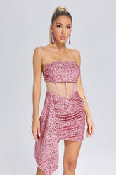 Sequin Ruched Mini Dress