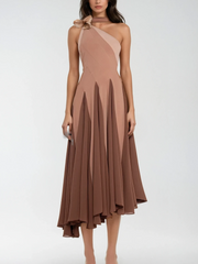 One Shoulder Scarf Midi Dress