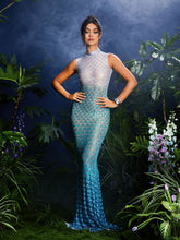 Robe longue à strass coquillage