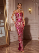 Robe longue bustier à découpes