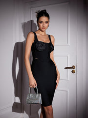 Square Collar Flower Bandage Top