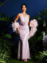 Robe longue dos nu à fleurs avec boléro