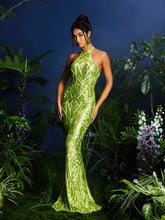 Robe longue dos nu à sequins