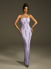 Strapless Beaded Fringe Maxi Dress