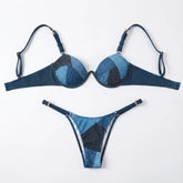 Leather Strap Bikini Underwire Bikini Set for High Cut Swimsuit Patchwork Two Piece Swimwear Resort Wear