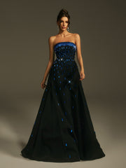 Robe longue bustier en cristal