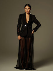 Ensemble blazer en maille strass