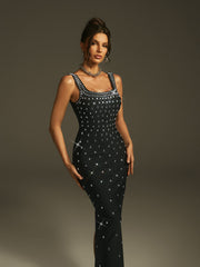 Sleeveless Crystal Bandage Maxi Dress
