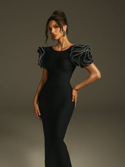 Robe longue bustier dos nu à strass