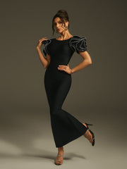 Robe longue bustier dos nu à strass